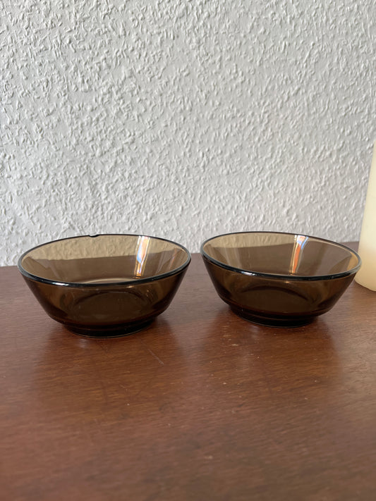 Vereco France Kleine Glasschüsseln 2er Set Braun France Vintage 80er