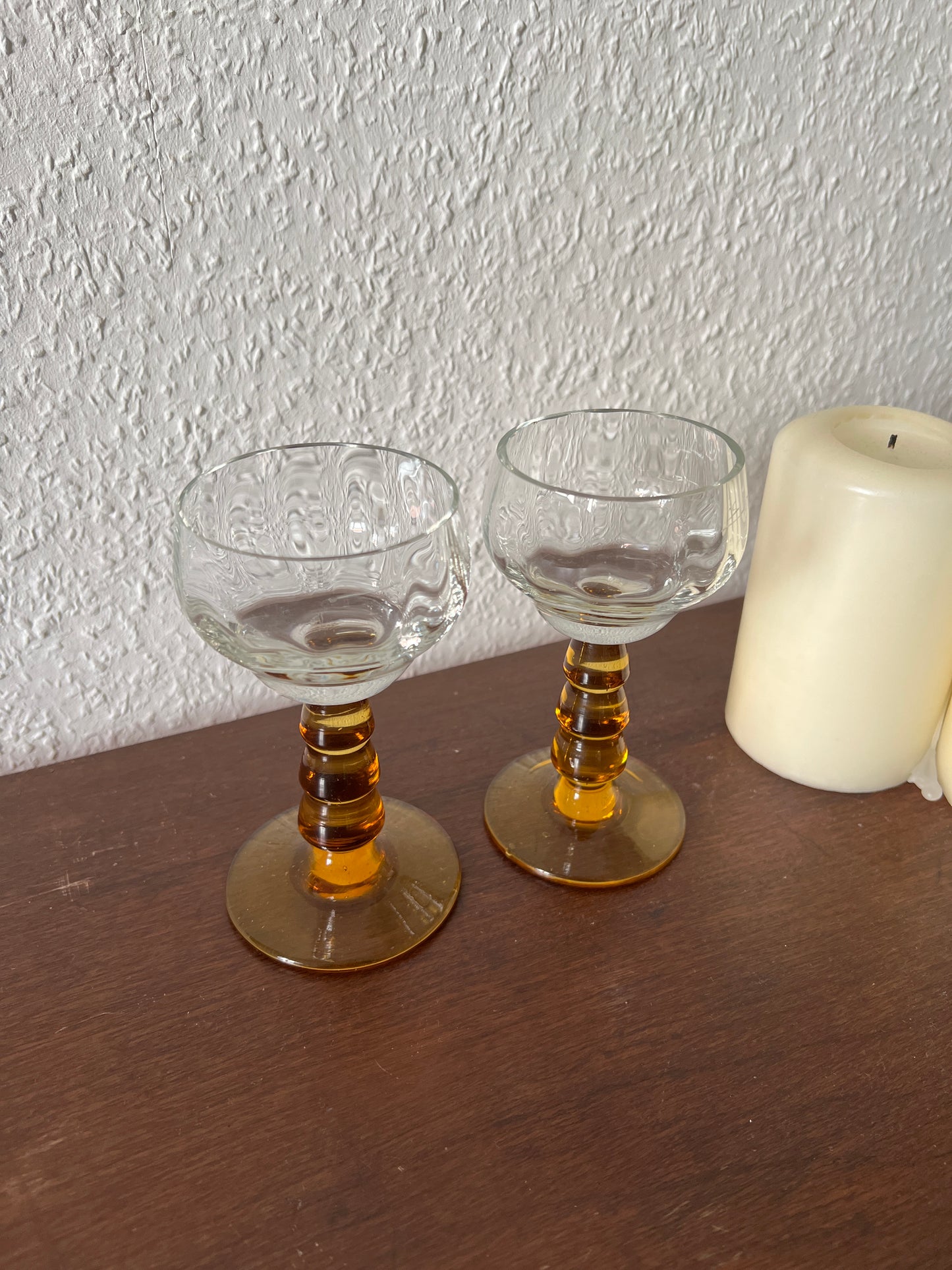 Römergläser Bernstein 2er Set Amber Braun Vintage 70er 80er