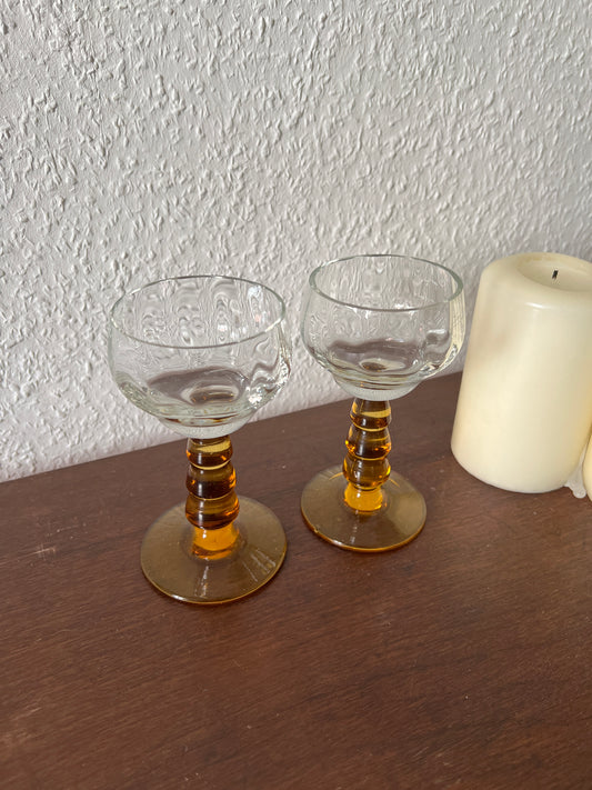 Römergläser Bernstein 2er Set Amber Braun Vintage 70er 80er