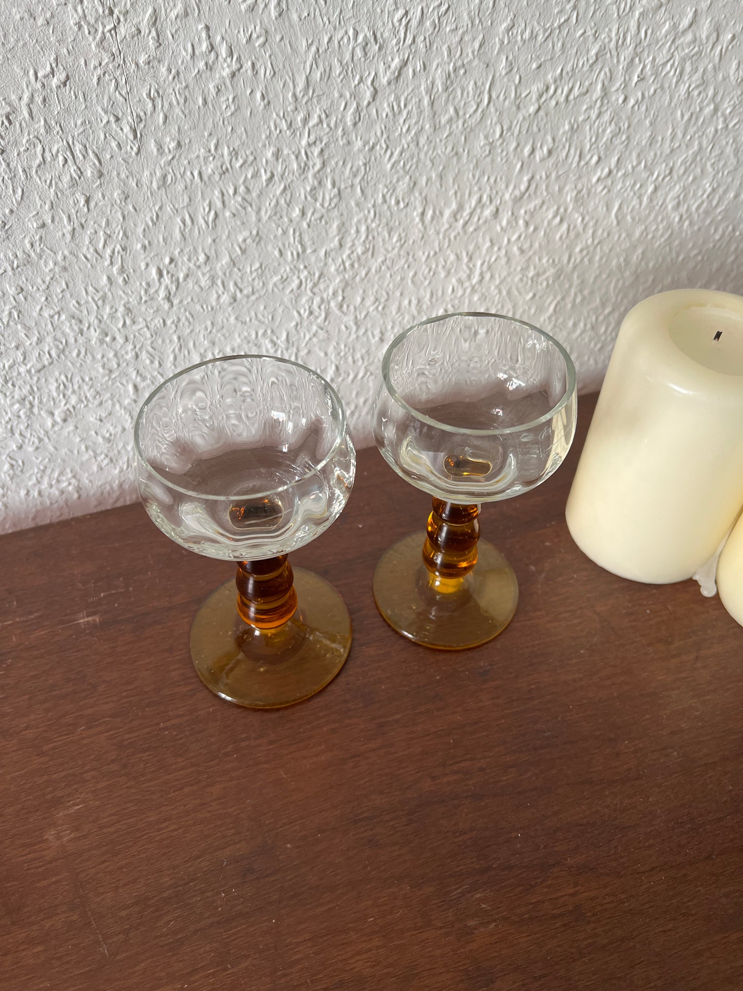 Römergläser Bernstein 2er Set Amber Braun Vintage 70er 80er