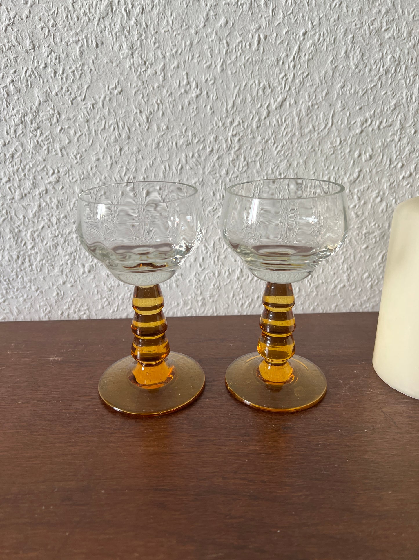 Römergläser Bernstein 2er Set Amber Braun Vintage 70er 80er
