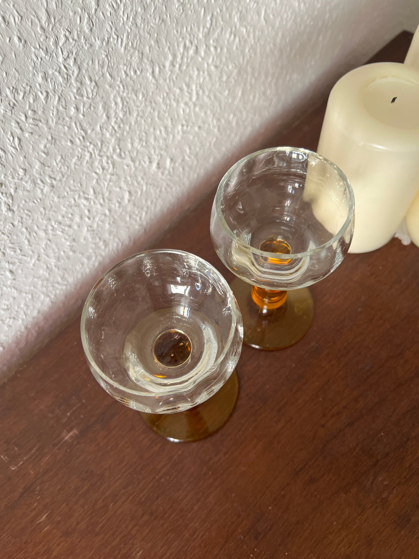 Römergläser Bernstein 2er Set Amber Braun Vintage 70er 80er