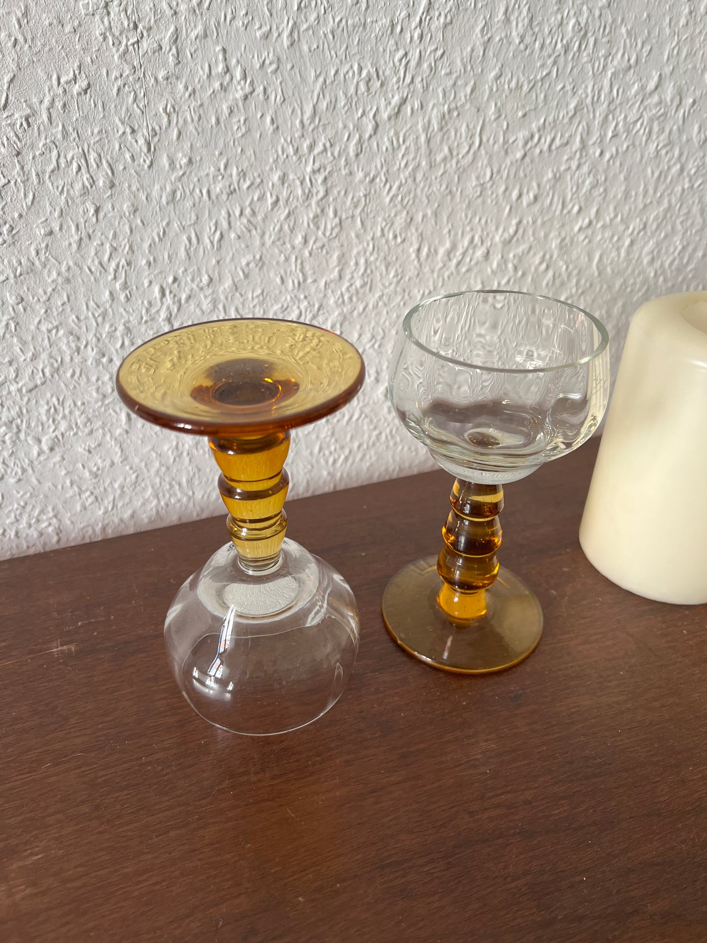 Römergläser Bernstein 2er Set Amber Braun Vintage 70er 80er