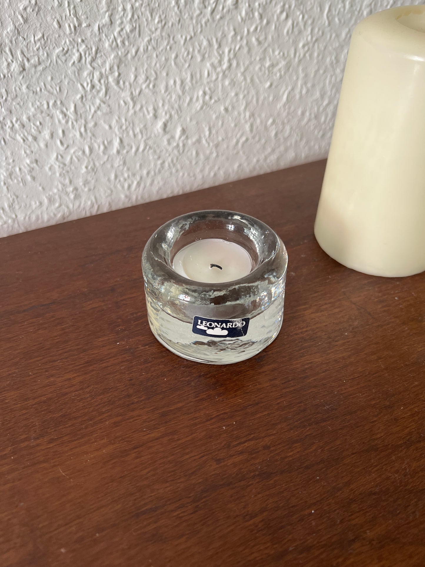 Leonardo Teelichthalter Kerzenhalter Dickes Klarglas Vintage MCM