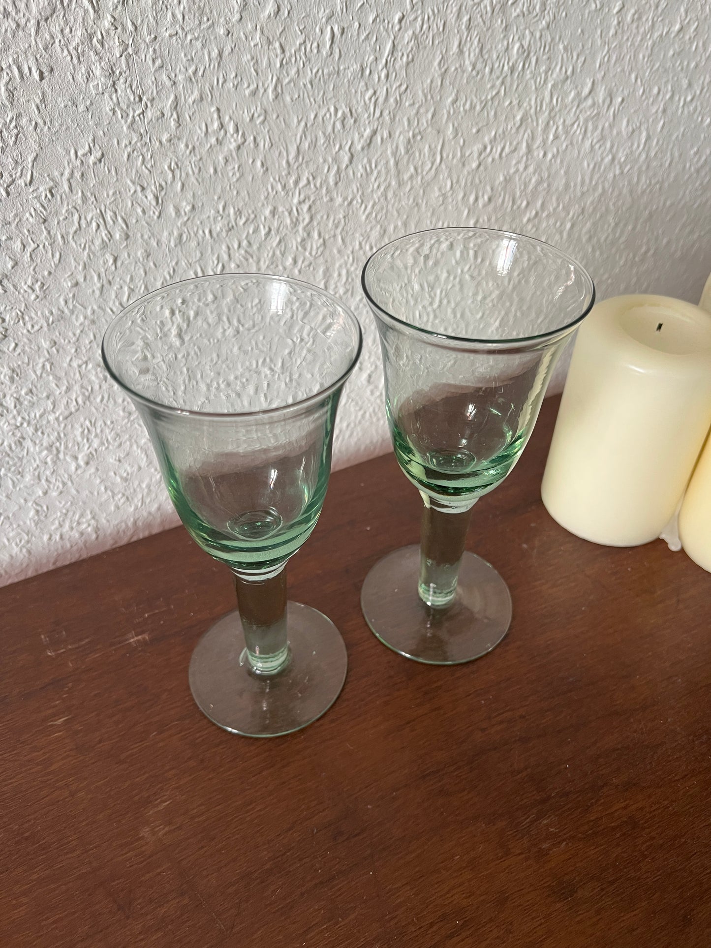 Lambert Corsica 2er Set Mundgeblasenes Weißweinglas Grün Bistroglas Vintage Germany MCM