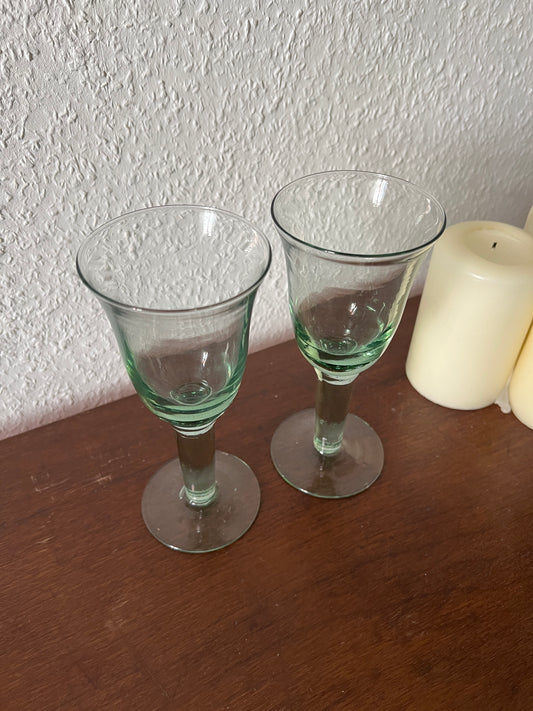 Lambert Corsica 2er Set Mundgeblasenes Weißweinglas Grün Bistroglas Vintage Germany MCM