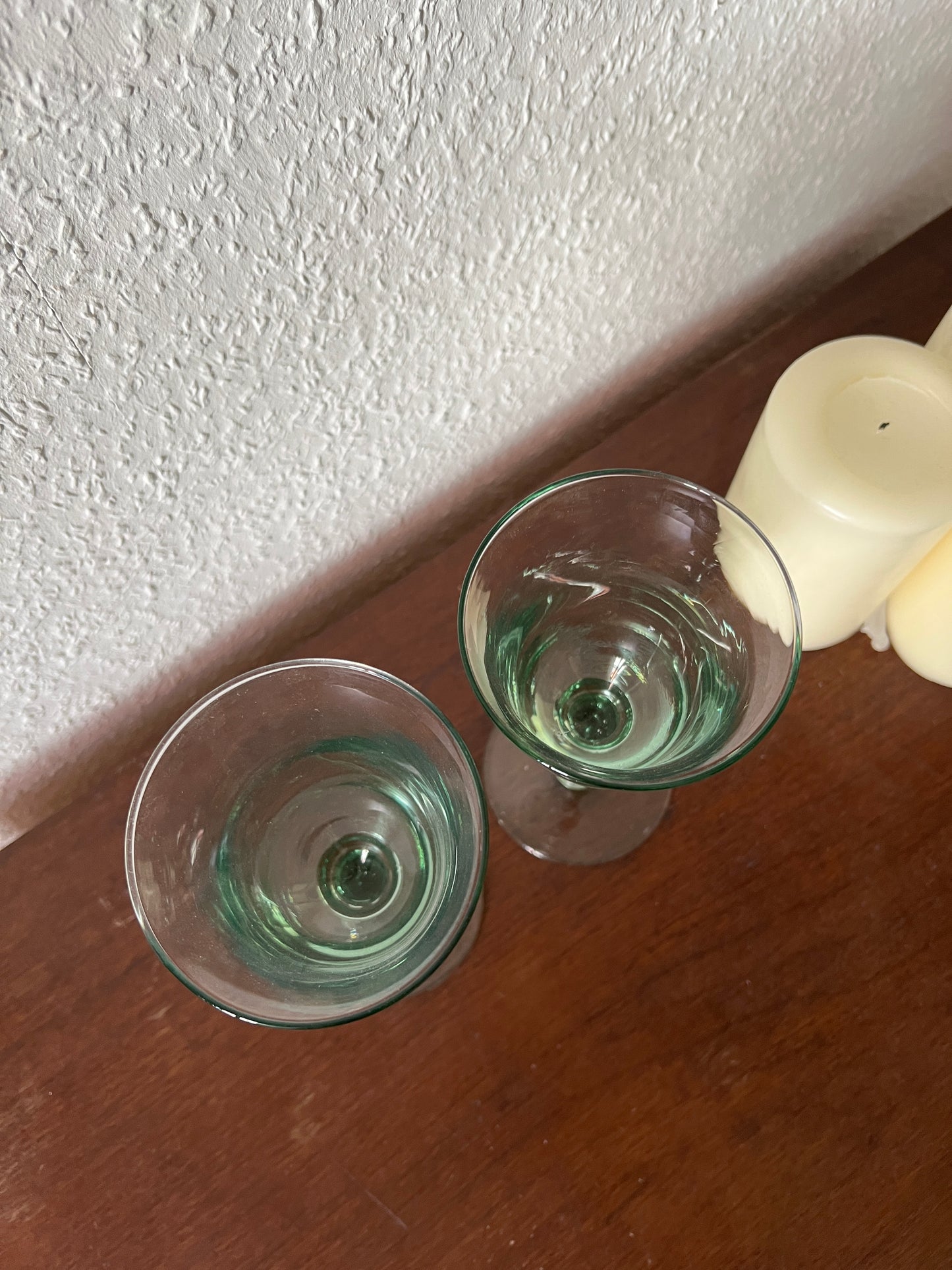 Lambert Corsica 2er Set Mundgeblasenes Weißweinglas Grün Bistroglas Vintage Germany MCM