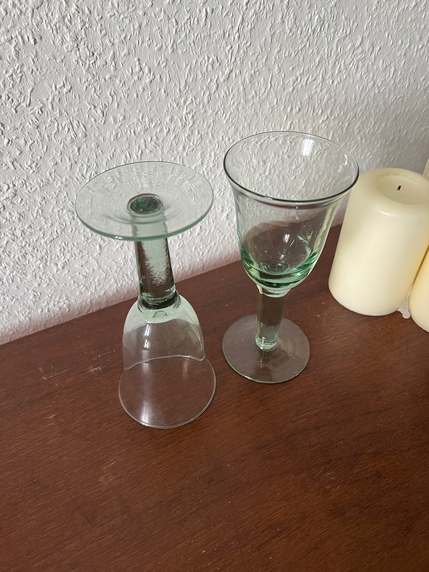 Lambert Corsica 2er Set Mundgeblasenes Weißweinglas Grün Bistroglas Vintage Germany MCM