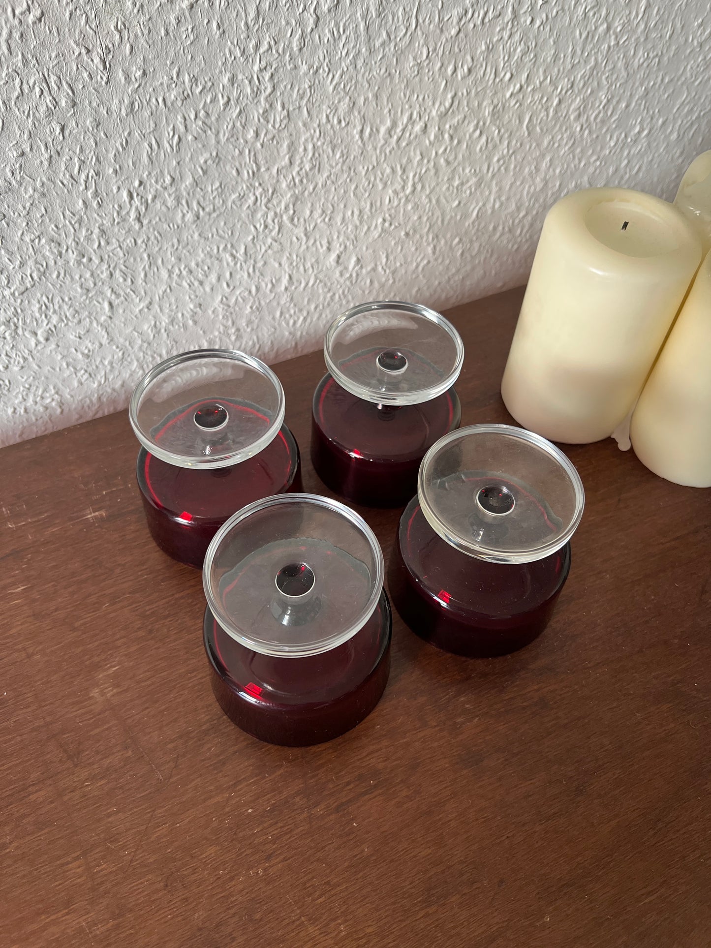 Luminarc Arcoroc France 4er-Set Gläser Champagner Dessertschalen Rot