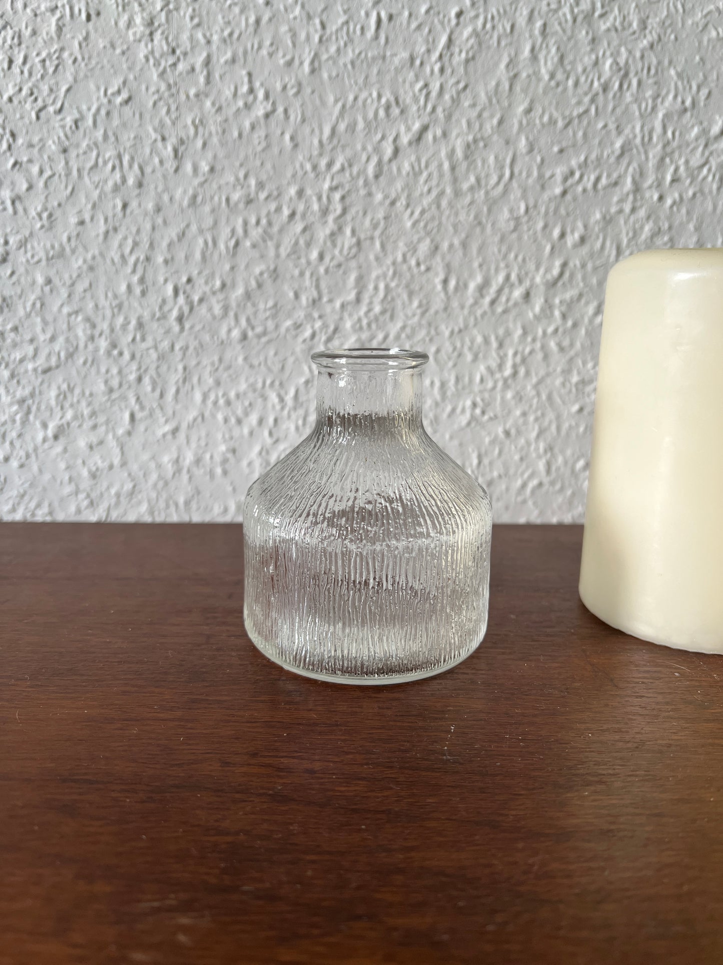 Kleine Glas Vase Rillenstruktur Vintage 80s MCM Mid Century