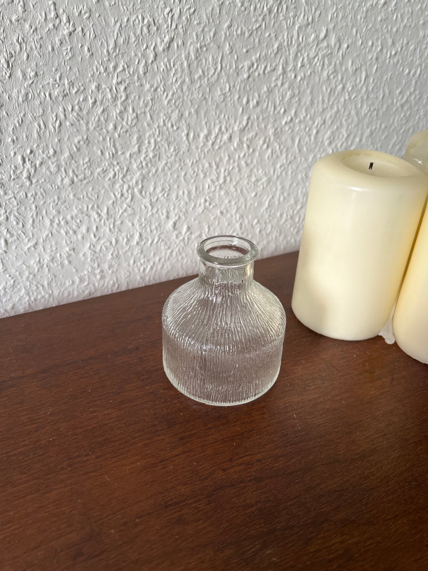 Kleine Glas Vase Rillenstruktur Vintage 80s MCM Mid Century