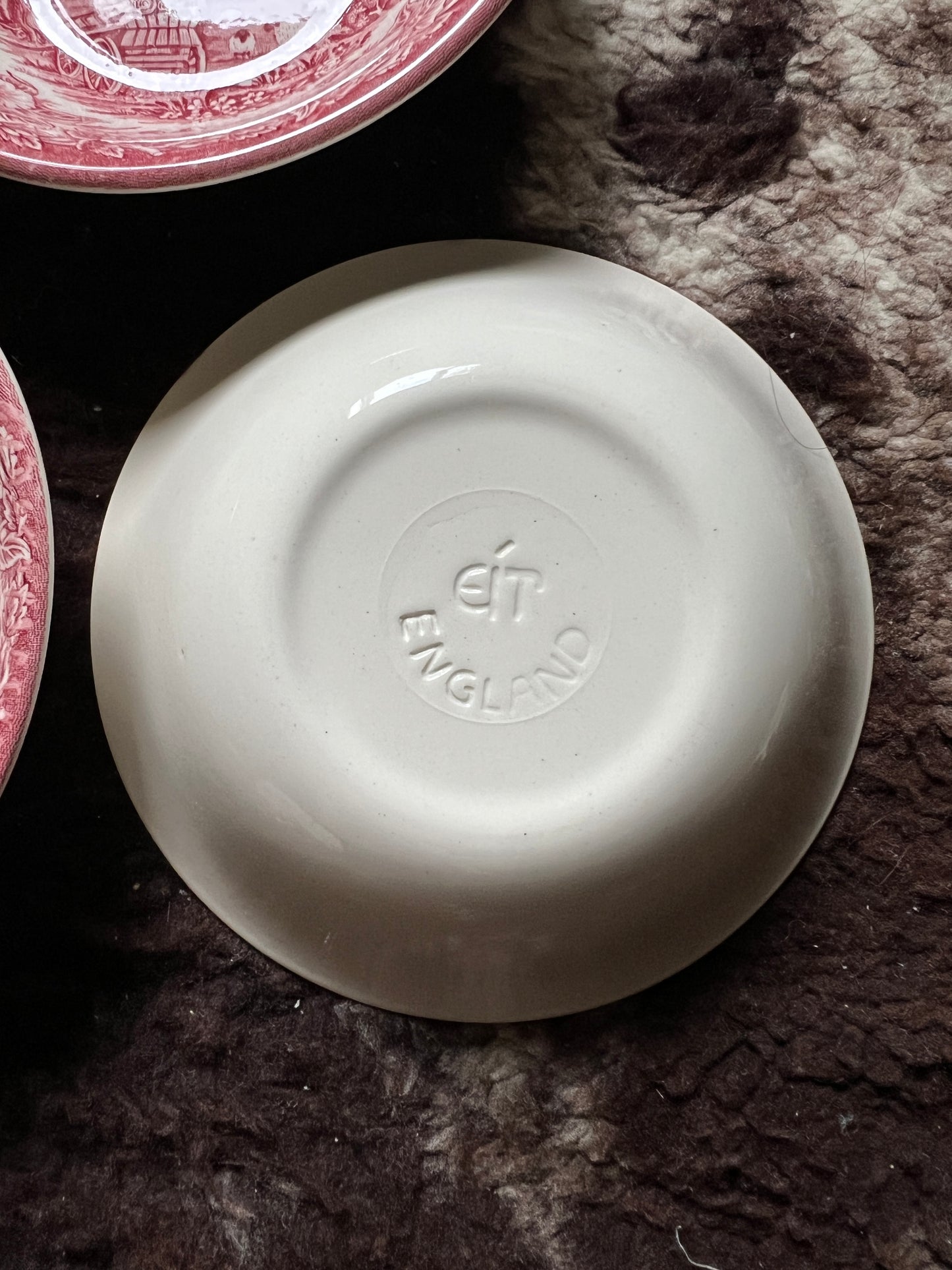 English Ironstone Tableware Schüssel Rot & Weiß 16cm