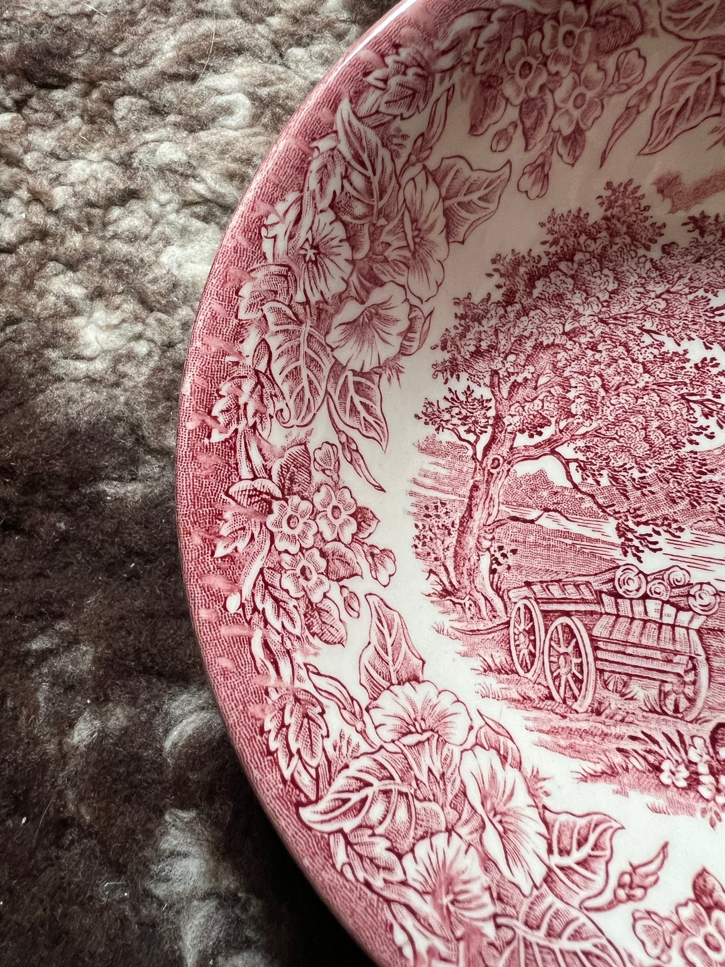 English Ironstone Tableware Schüssel Rot & Weiß 16cm