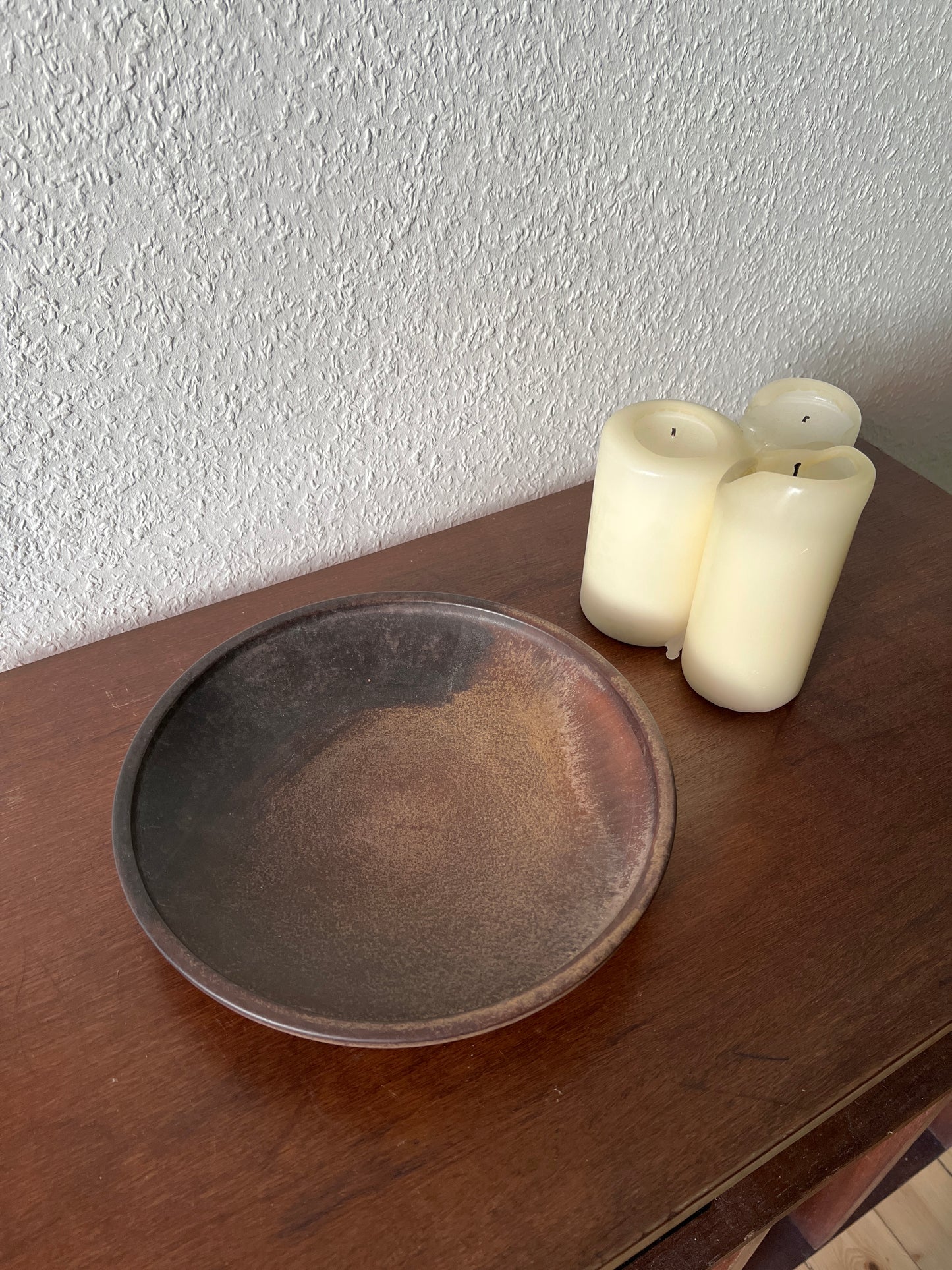 Keramik Dekorative Schale Braun '6569' Teller Farbverlauf Vintage MCM Japandi Wabisabi