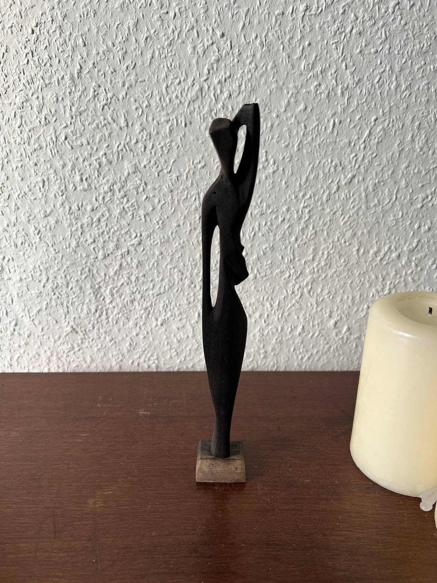 Holzfigur Schwarz Schmal Afrikanischer Stil Vintage 80s/90s