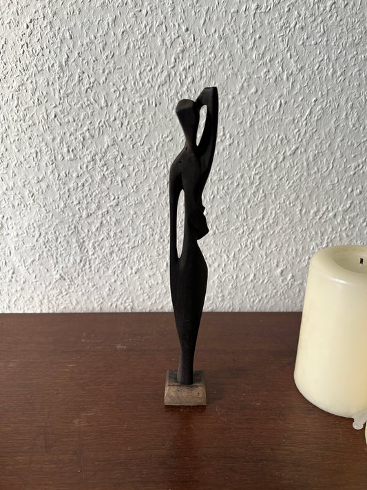 Holzfigur Schwarz Schmal Afrikanischer Stil Vintage 80s/90s