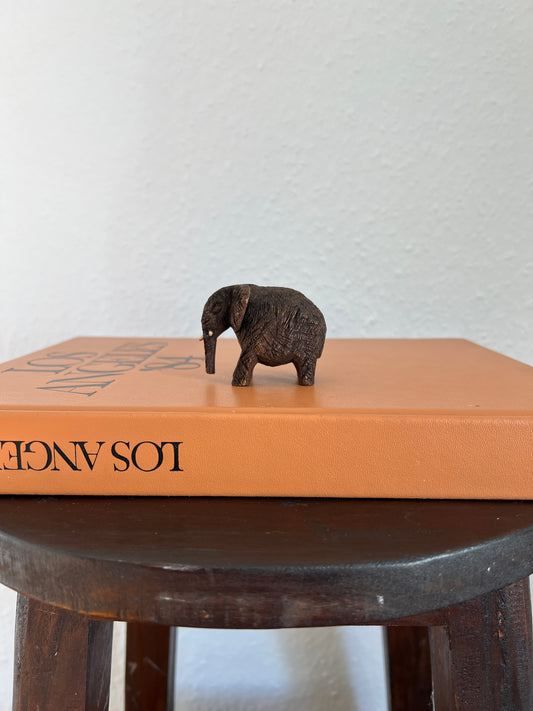 Elefant Holzfigur Braun Klein Vintage Handmade Afrikanisch Skulptur