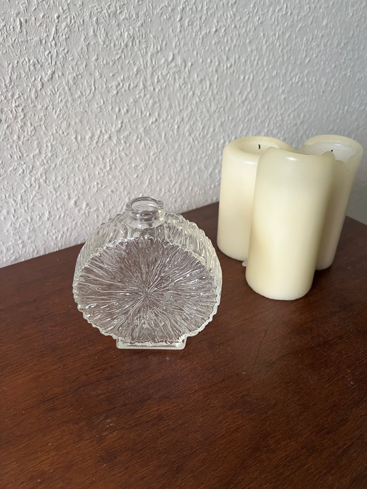 Runde strukturierte Glasflasche Vase 300ml Vintage 80er MCM