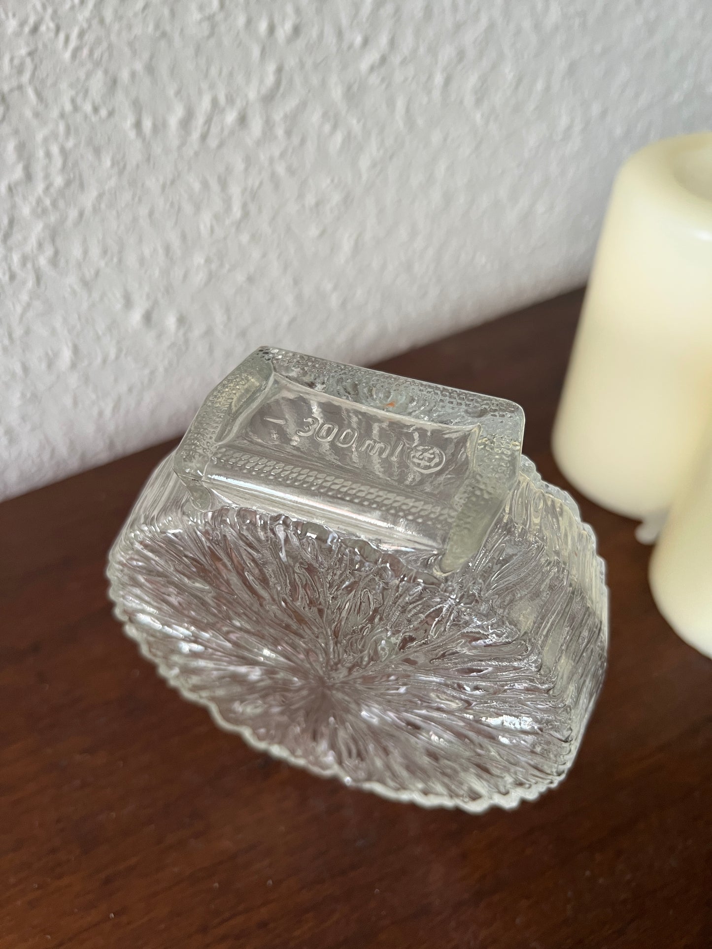 Runde strukturierte Glasflasche Vase 300ml Vintage 80er MCM