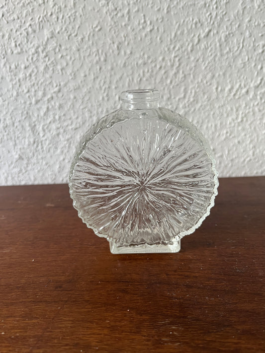 Runde strukturierte Glasflasche Vase Vintage Mid-Century Modern