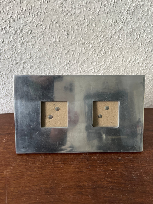 Doppel-Bilderrahmen aus Metall für zwei Fotos Chrom zum Aufstellen Vintage MCM 80er