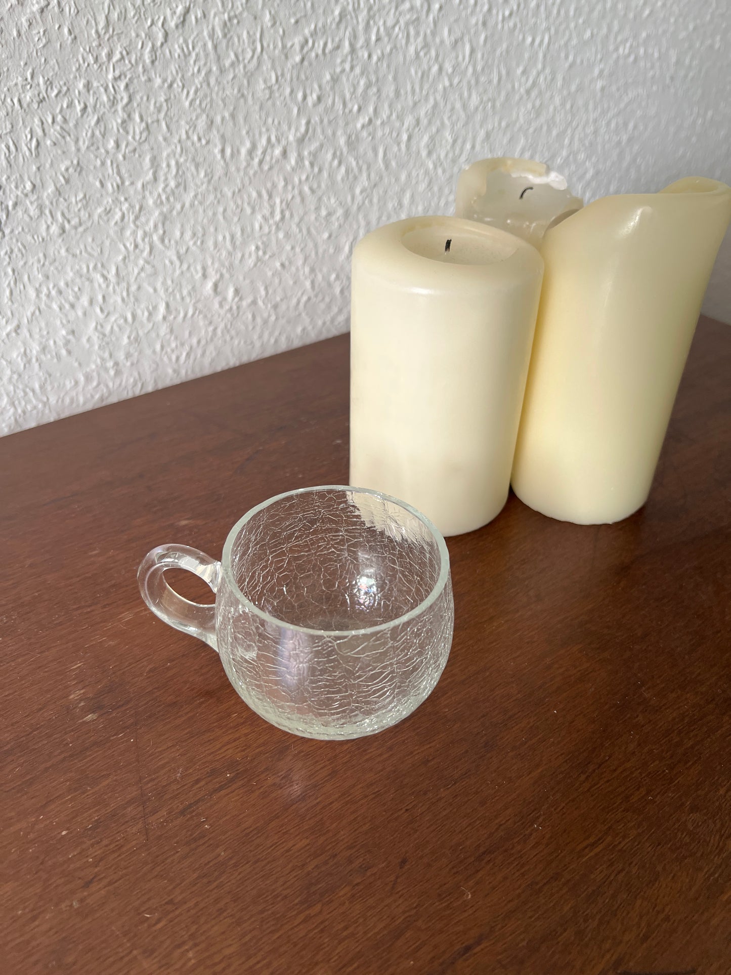 Klares Bowleglas Craquelé-Effekt Struktur Tasse Vintage MCM