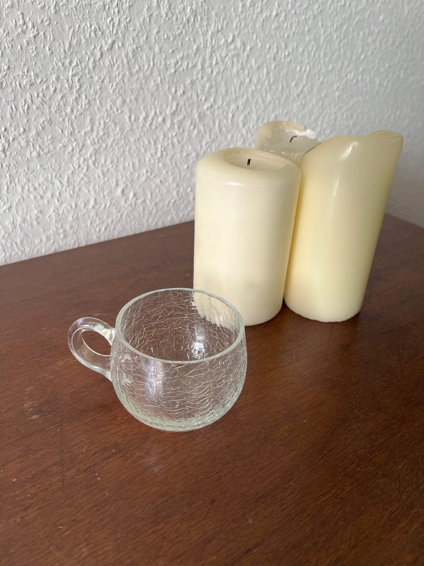 Klares Bowleglas Craquelé-Effekt Struktur Tasse Vintage MCM