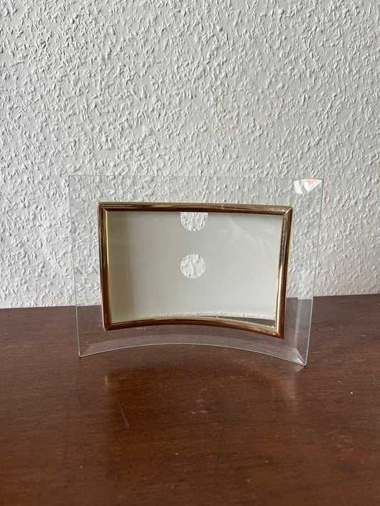 Erno Glas Bilderrahmen Fotorahmen messing-/goldfarbig gebogen quer Vintage 90s