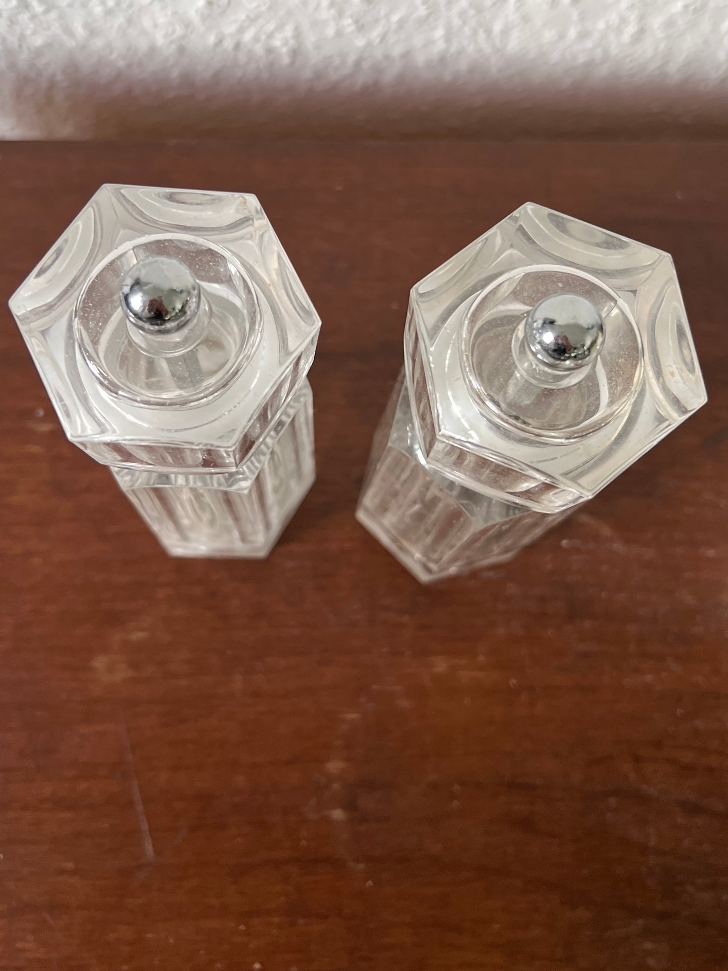 Glass mills set of 2 vintage salt and pepper made of acrylic glass transparent 1980s/90s kitchen accessory