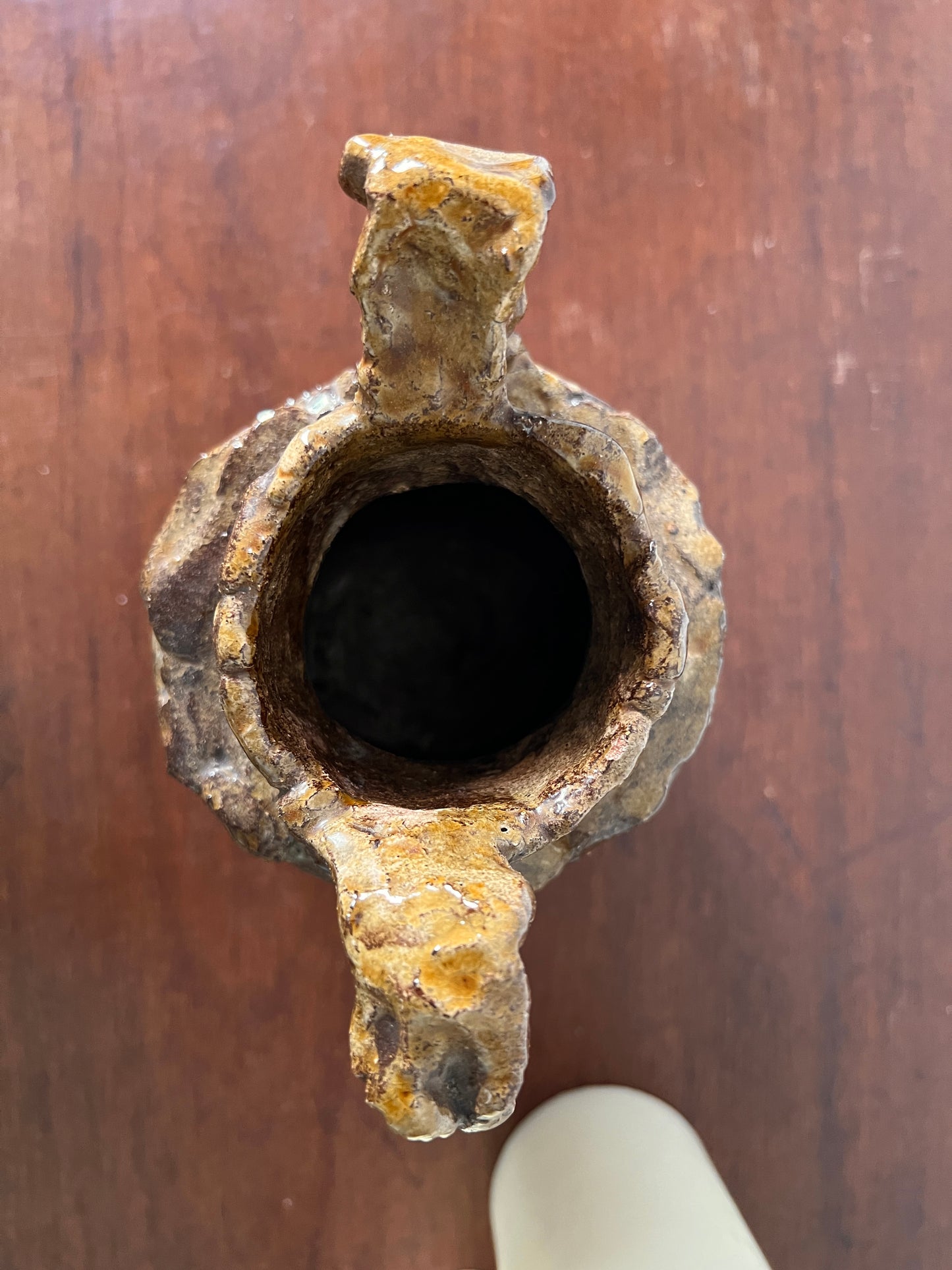 Handmade Vase braun grün Groß Keramik Glasiert Vintage