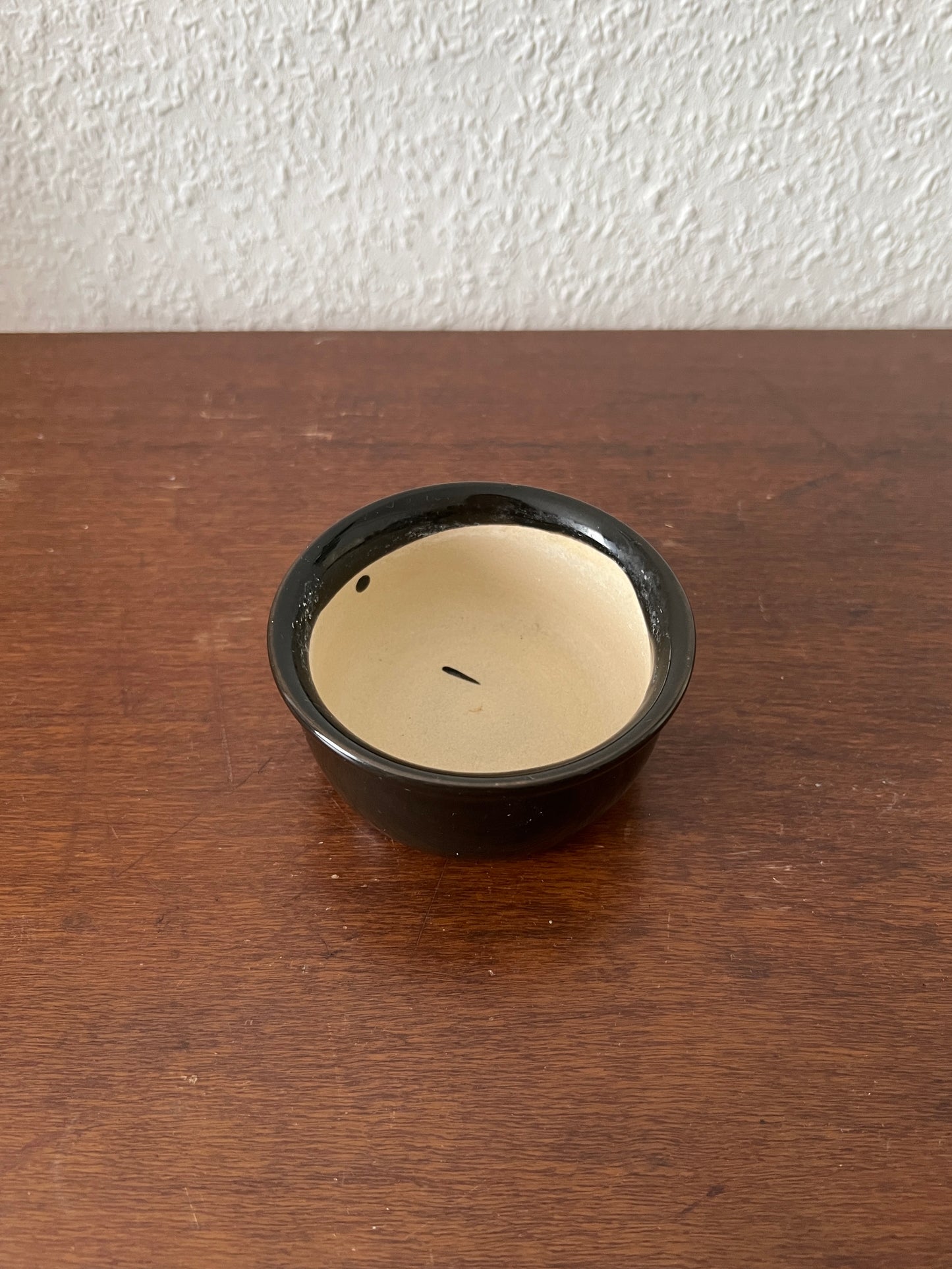 Small pottery bowl black and white storage vintage
