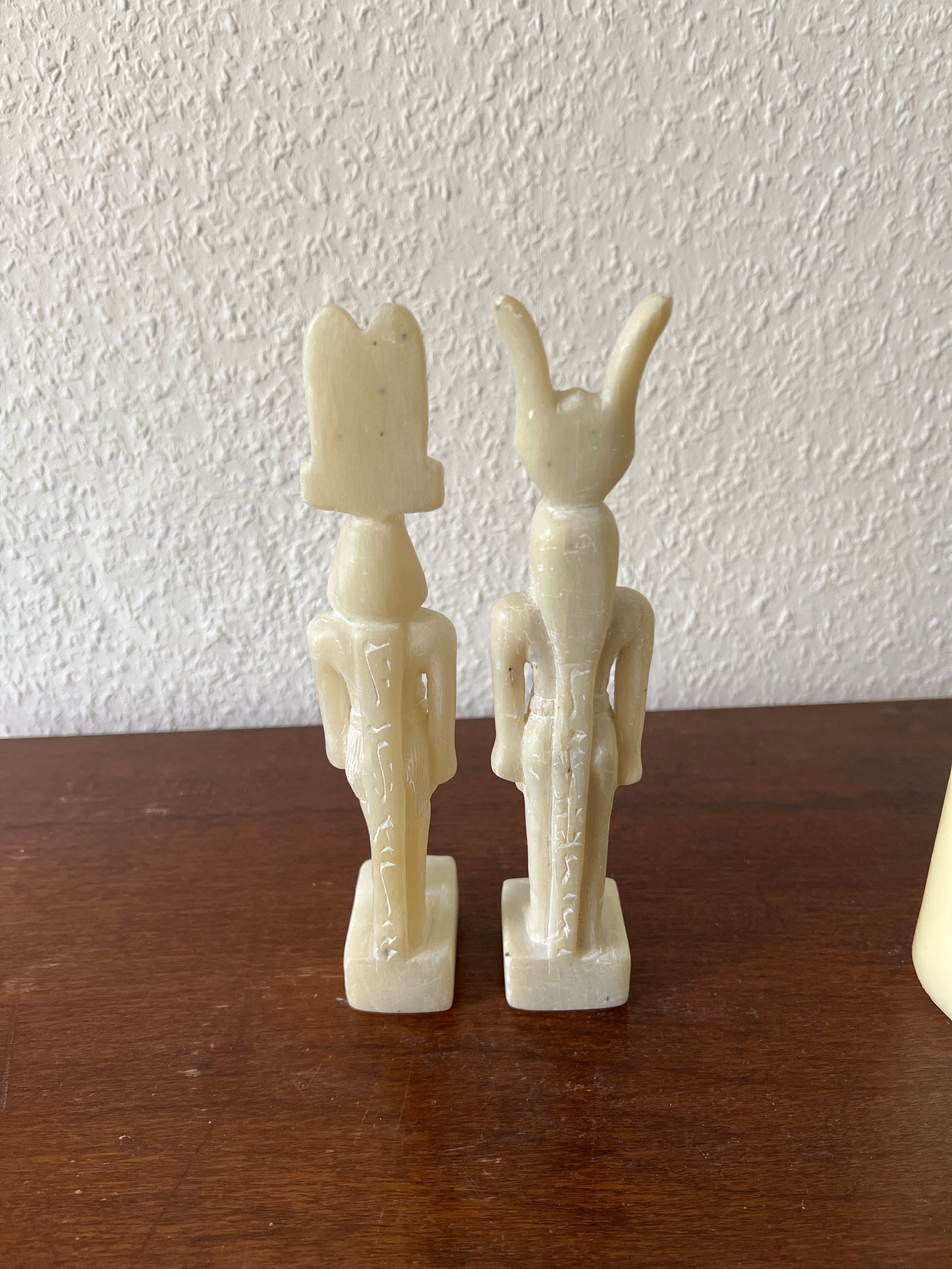 Alabaster Statuetten 2er Set Vintage Ägyptische Figuren Isis Osiris Steinfiguren antiker Stil