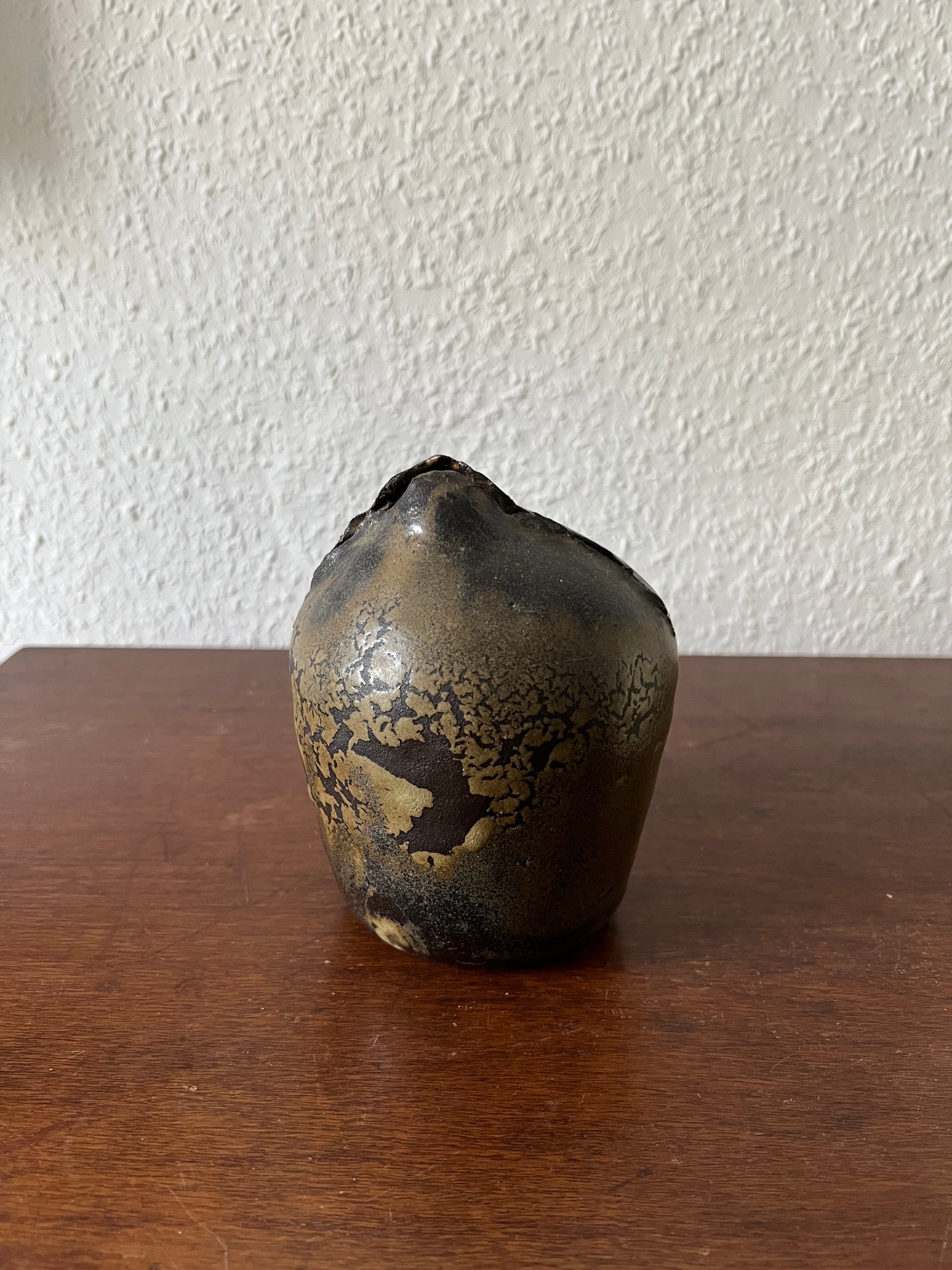 Knospe Vase Keramik Braun Handgemacht Vintage Wabisabi