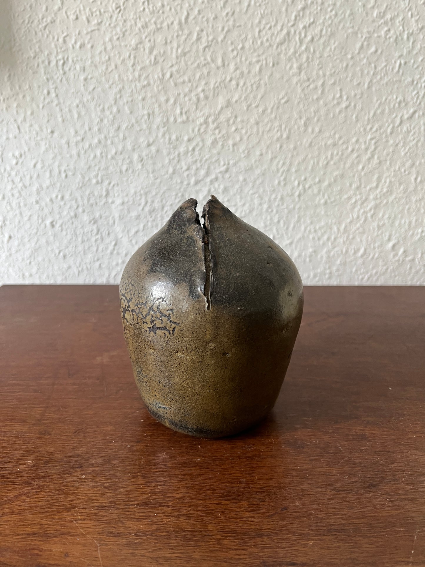 Knospe Vase Keramik Braun Handgemacht Vintage Wabisabi