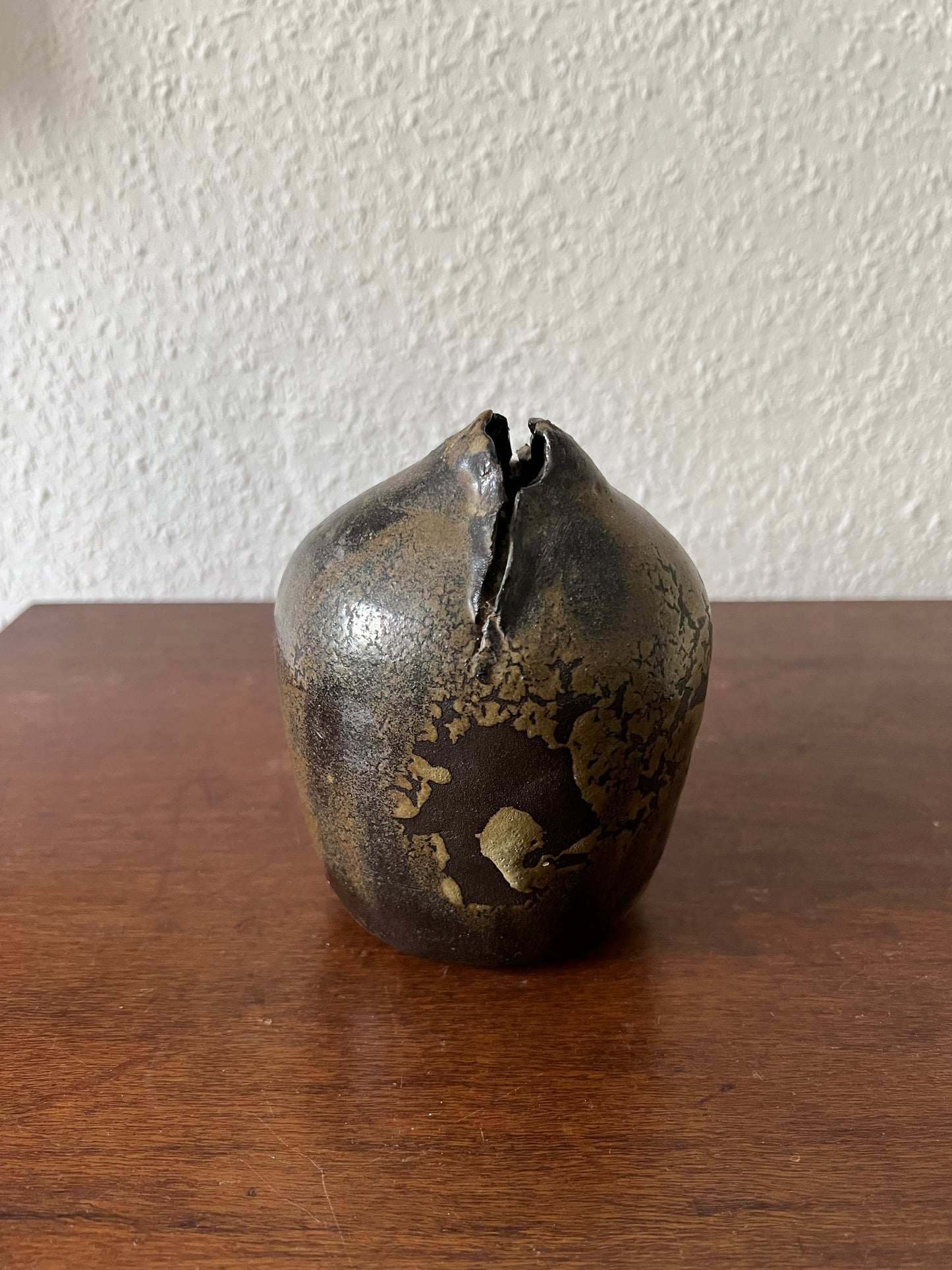 Knospe Vase Keramik Braun Handgemacht Vintage Wabisabi