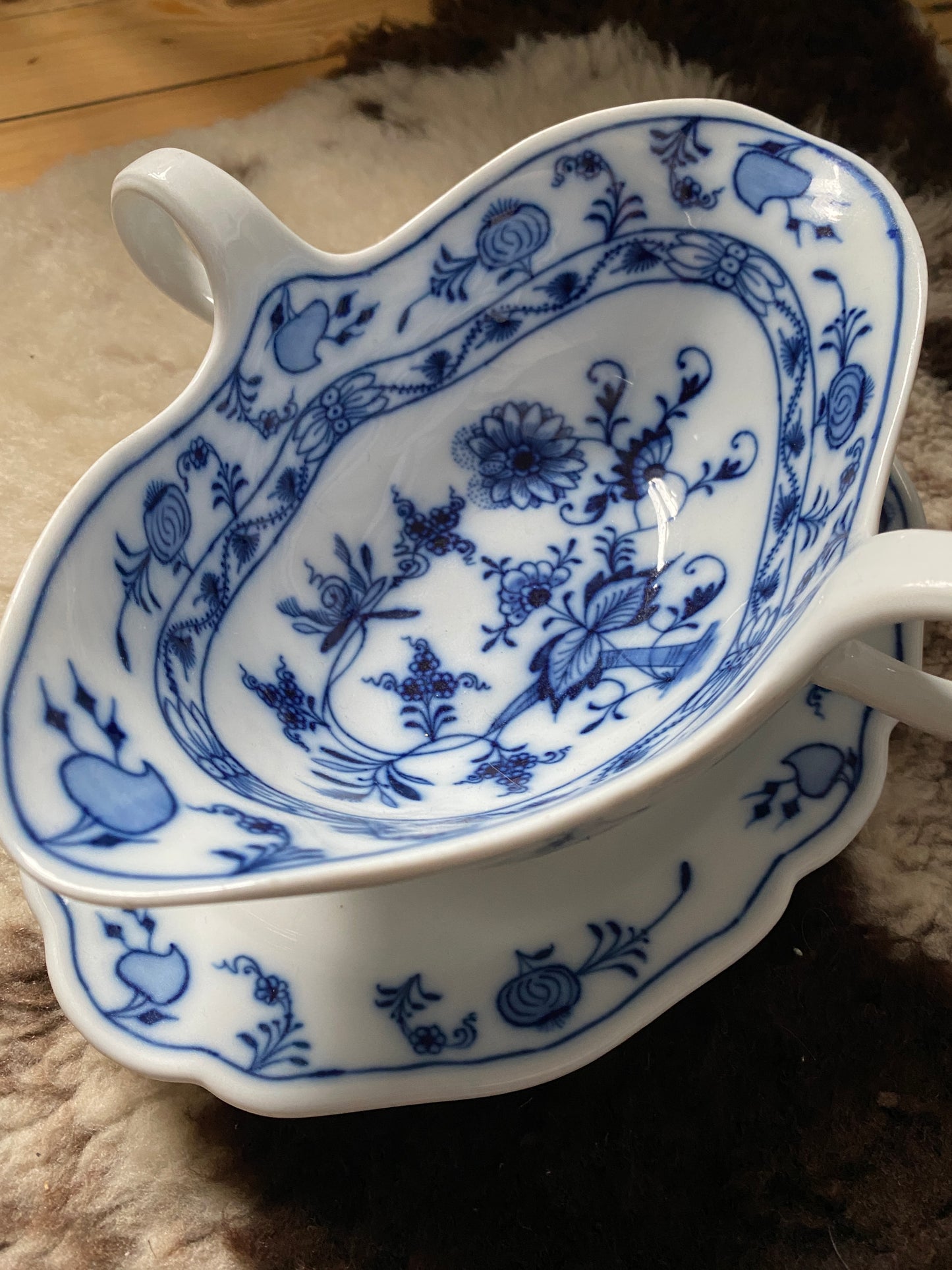 Meissen Saucière Zwiebelmuster Blau & Weiß Vintage