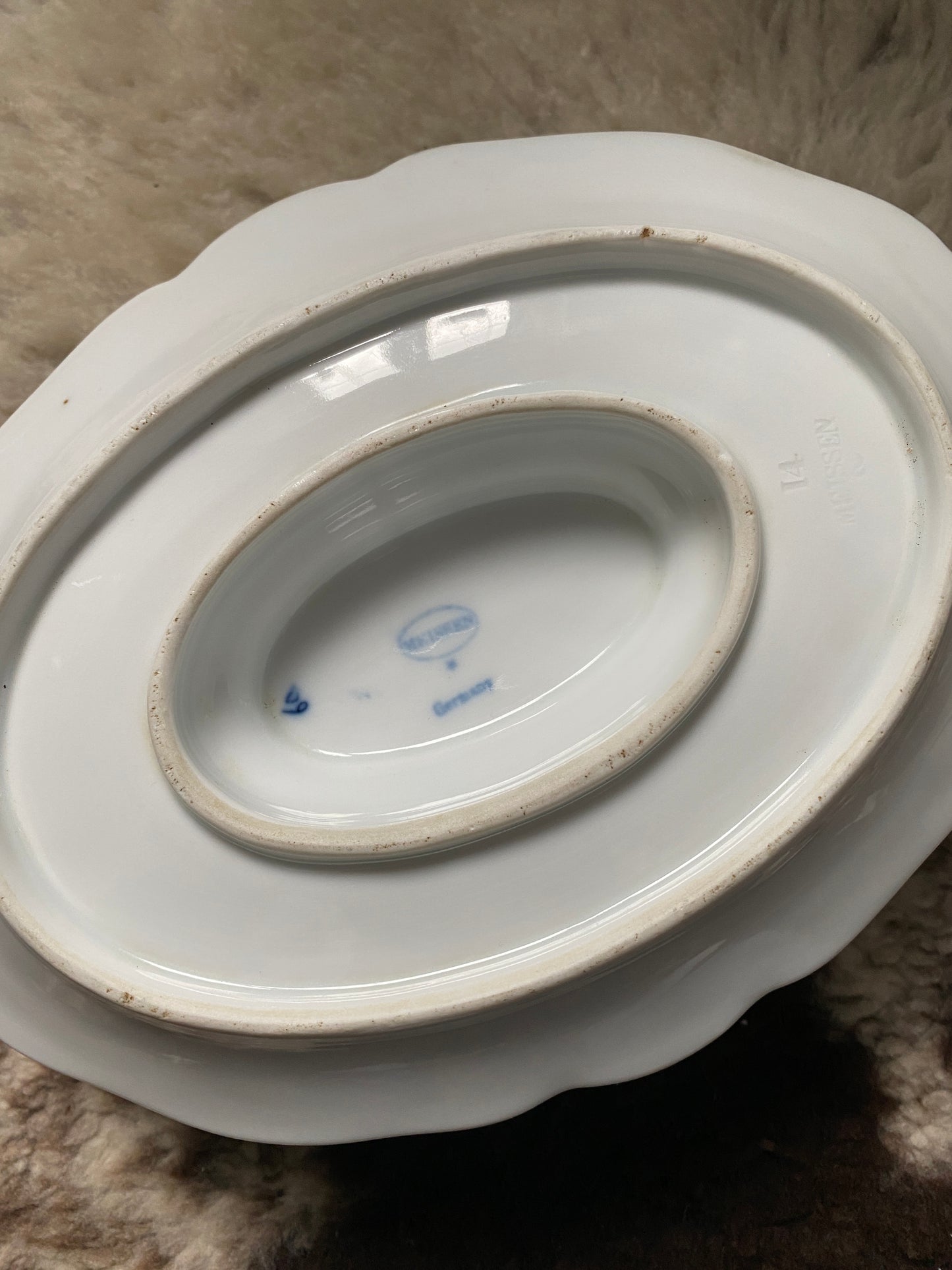 Meissen Saucière Zwiebelmuster Blau & Weiß Vintage