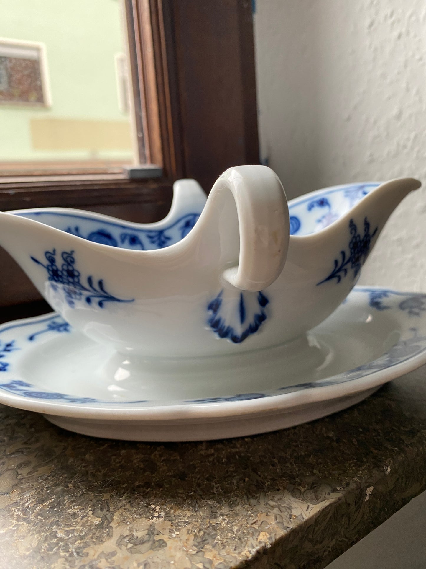 Meissen Saucière Zwiebelmuster Blau & Weiß Vintage