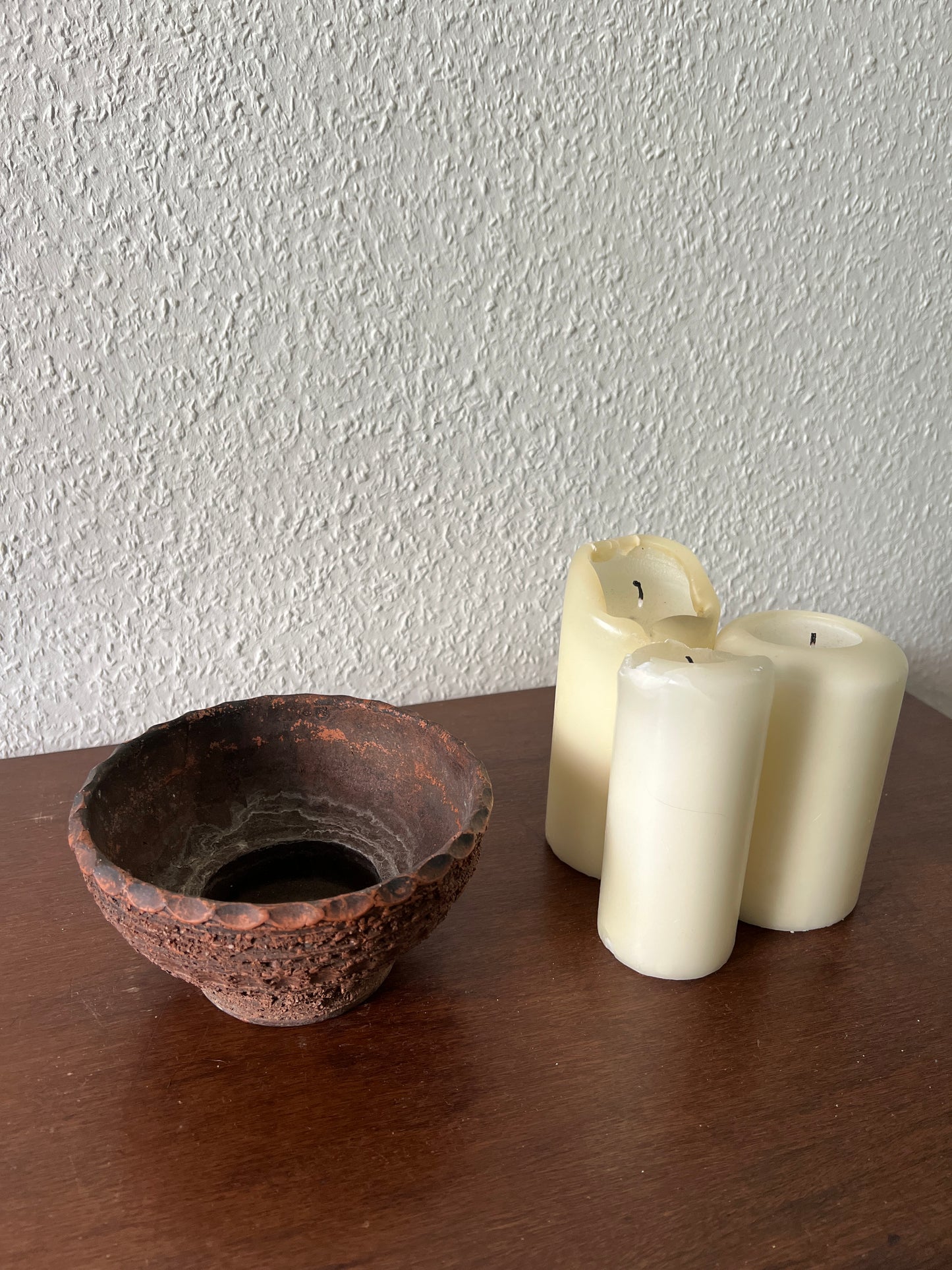 Braun-roter Blumentopf Schale Handmade Aufbewahrung Keramik Wabisabi Vintage 1980er