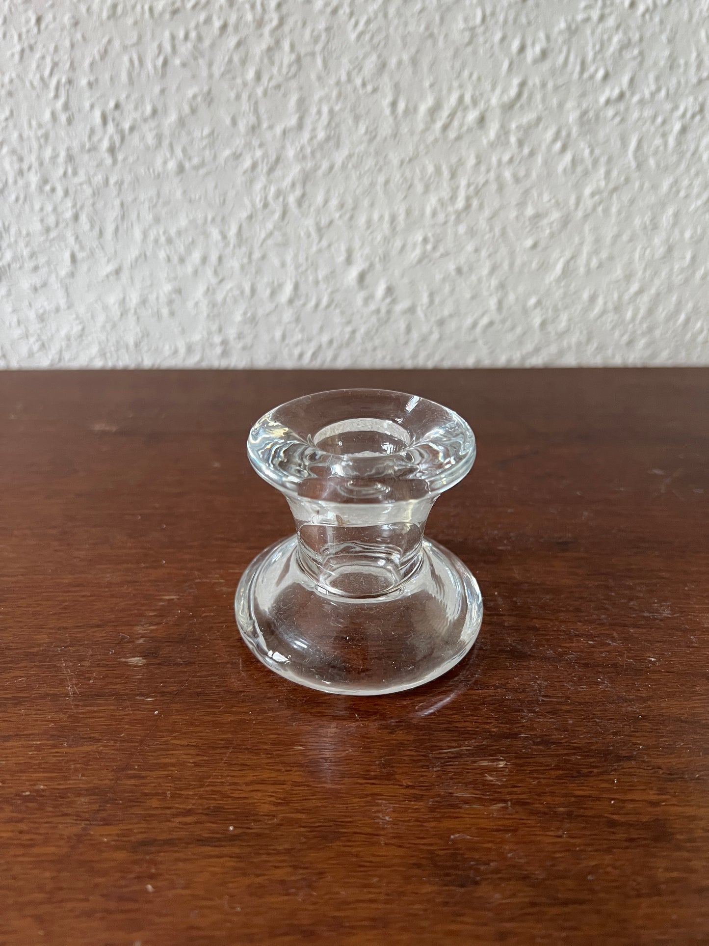 Candle holder clear glass for taper candles vintage small