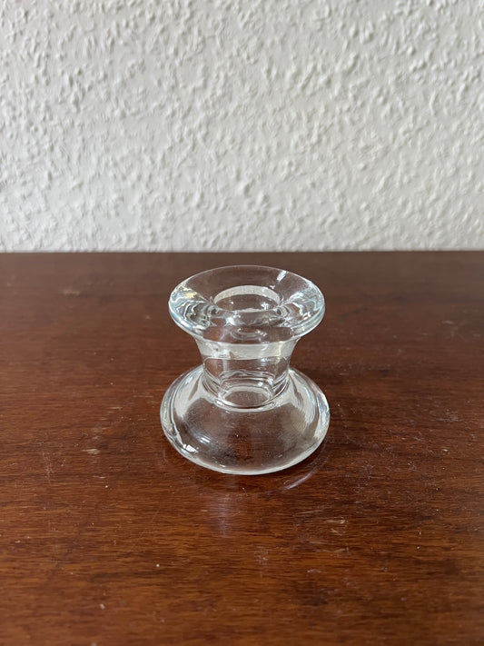 Candle holder clear glass for taper candles vintage small