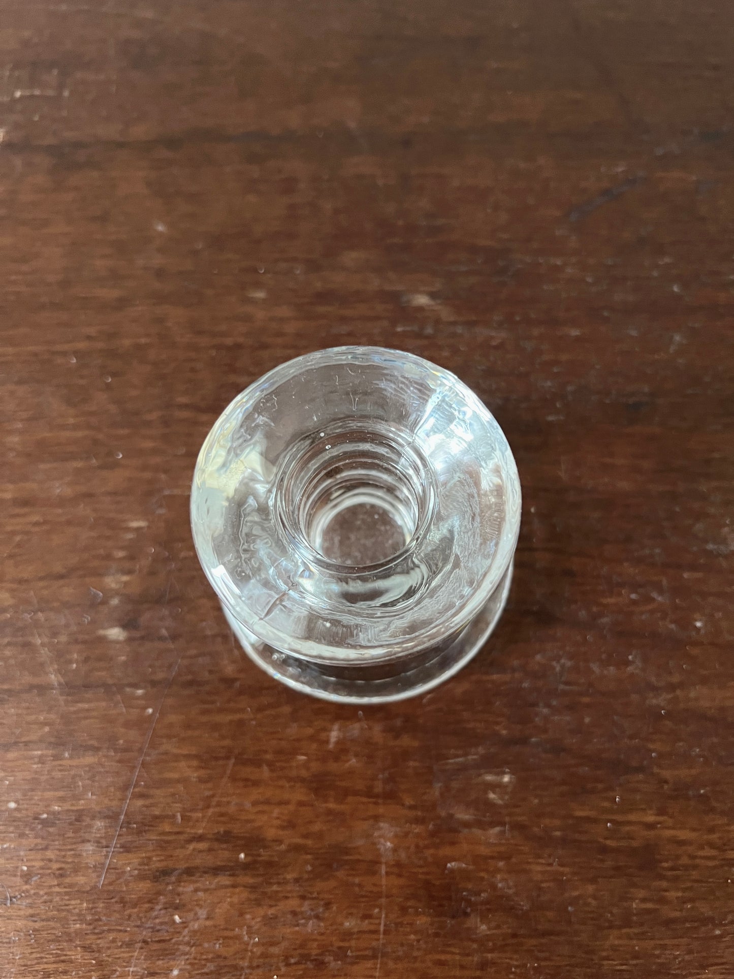 Candle holder clear glass for taper candles vintage small