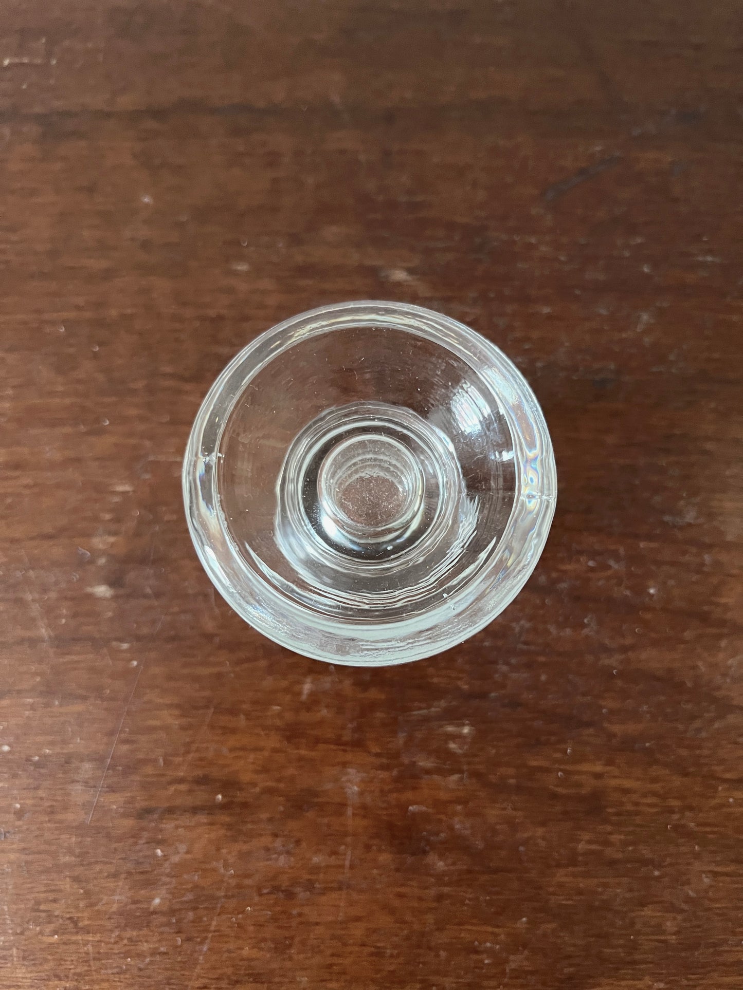 Candle holder clear glass for taper candles vintage small
