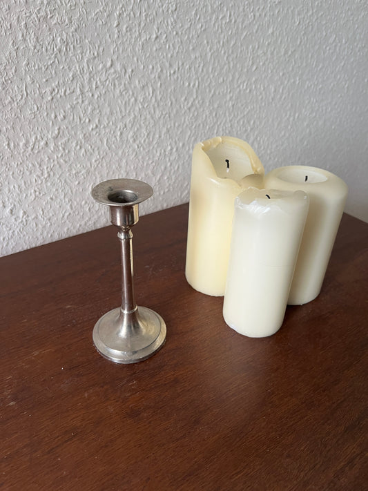 Candle holder silver vintage narrow 80s