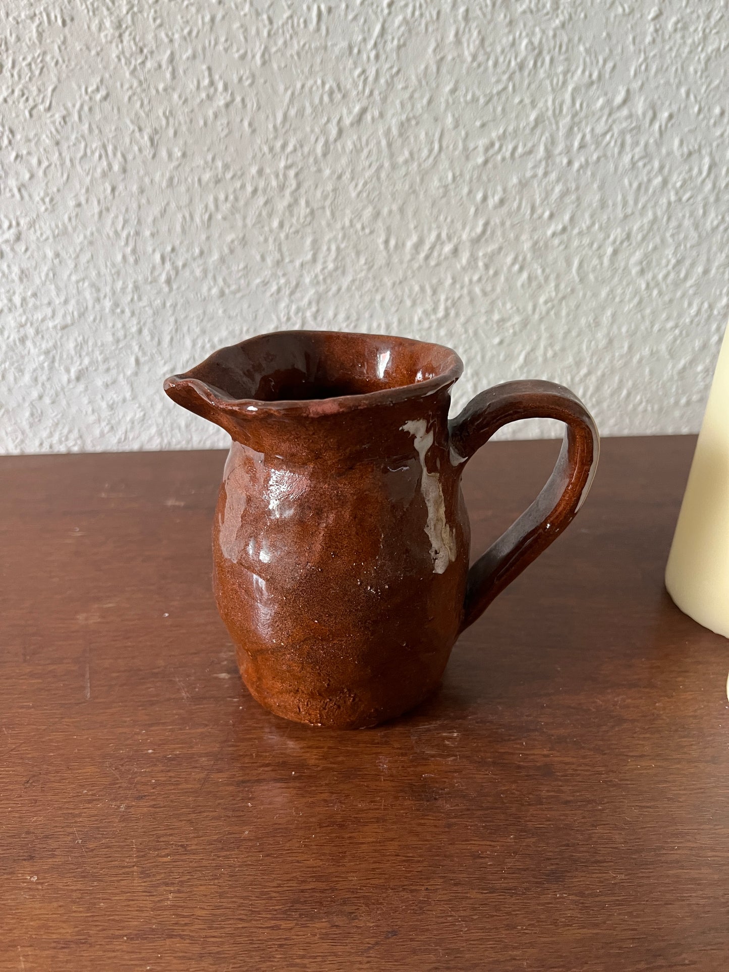 Krug Keramik Rost-Braun Handgemacht ("JK") Glänzend Vintage 70er 80er