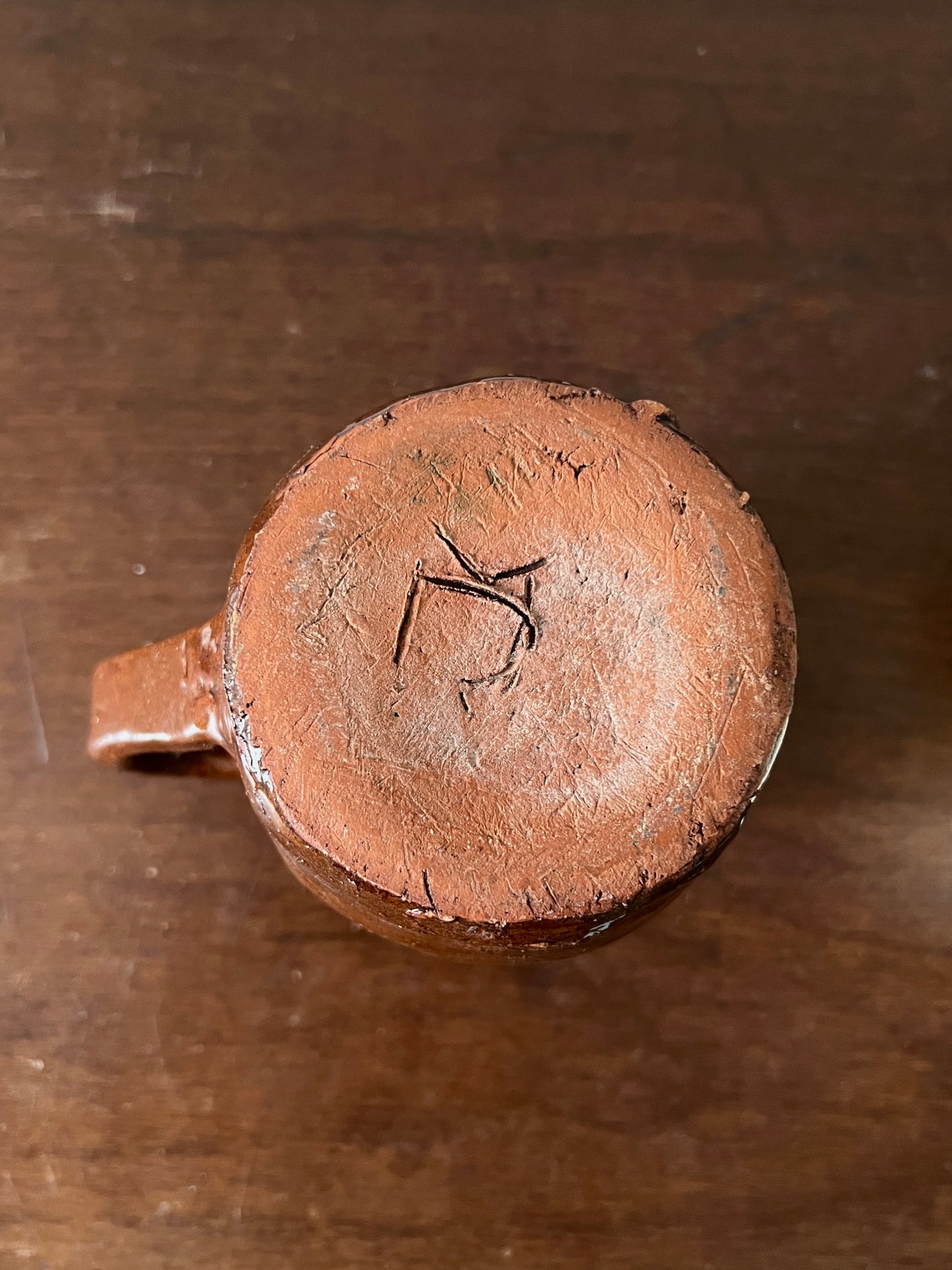 Krug Keramik Rost-Braun Handgemacht ("JK") Glänzend Vintage 70er 80er