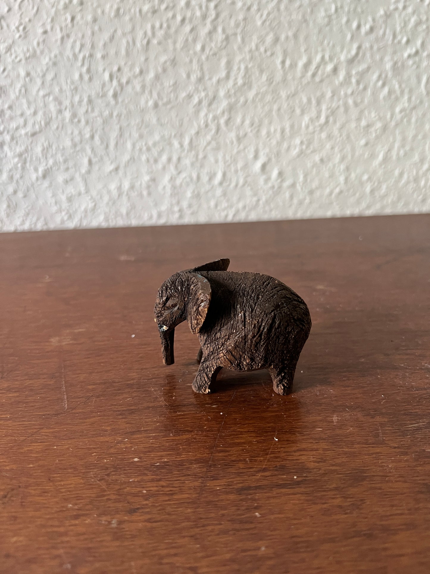 Elefant Holzfigur Braun Klein Vintage geschnitzt Handmade Afrikanisch Skulptur