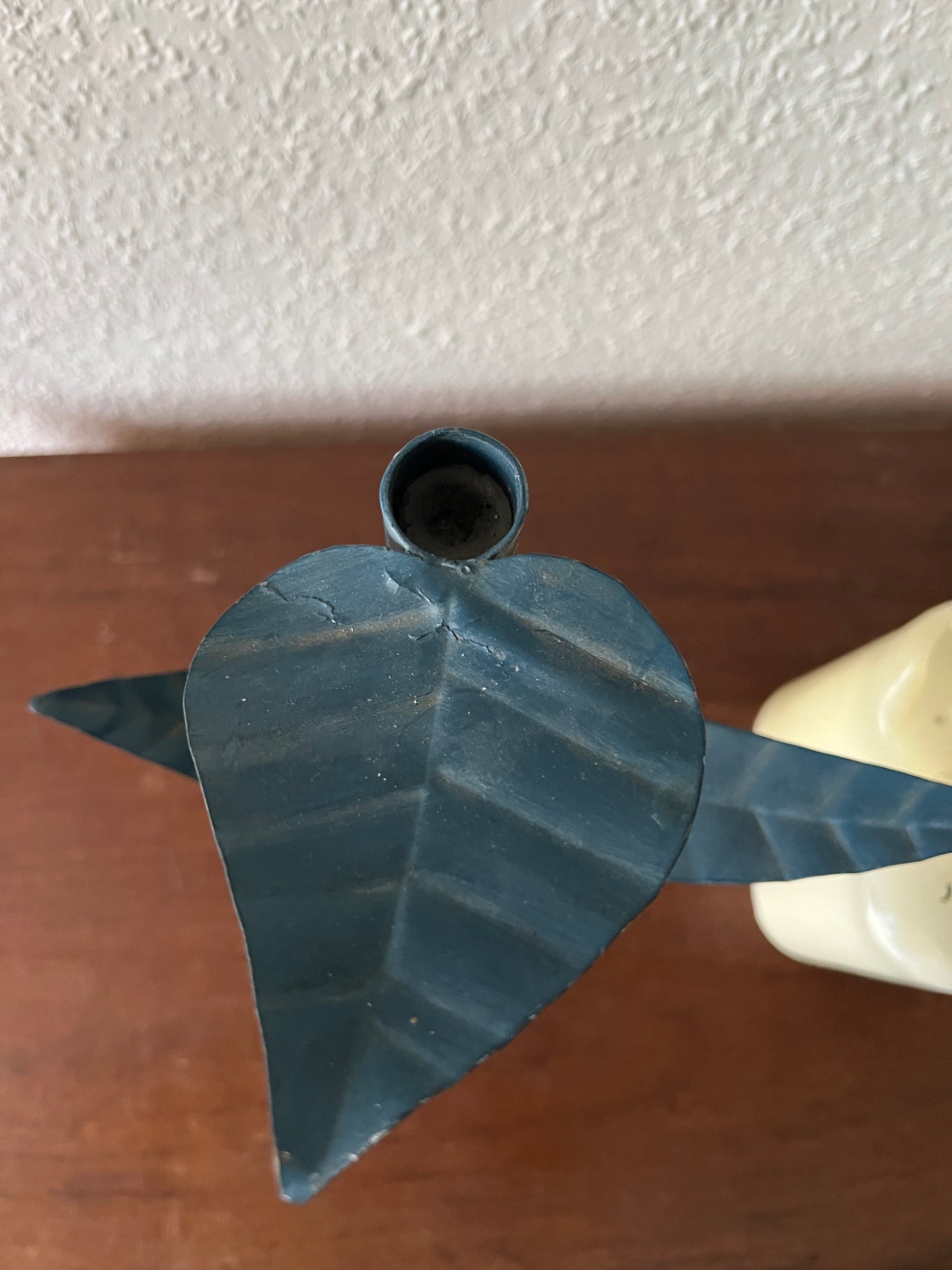 Blatt-förmiger Metall Kerzenständer Blau Art Nouveau