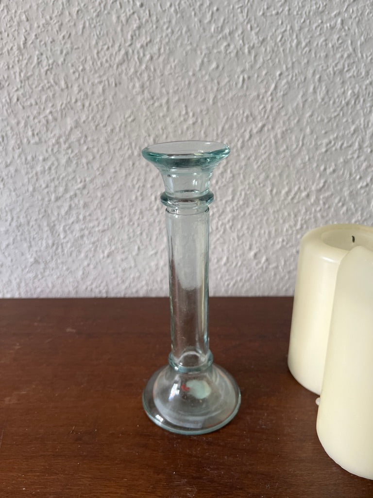 Vetreria Etruscan Glas Kerzenhalter Kerzenständer Blau/Grün Italy Vintage