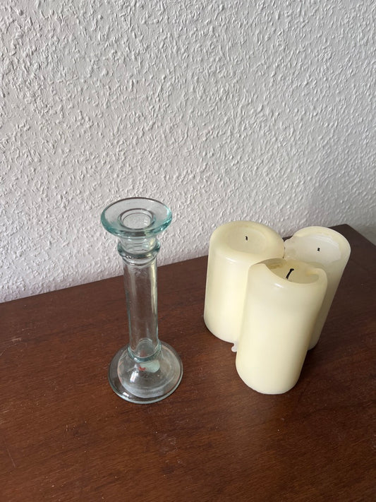 Vetreria Etruscan Glas Kerzenhalter Kerzenständer Blau/Grün Italy Vintage